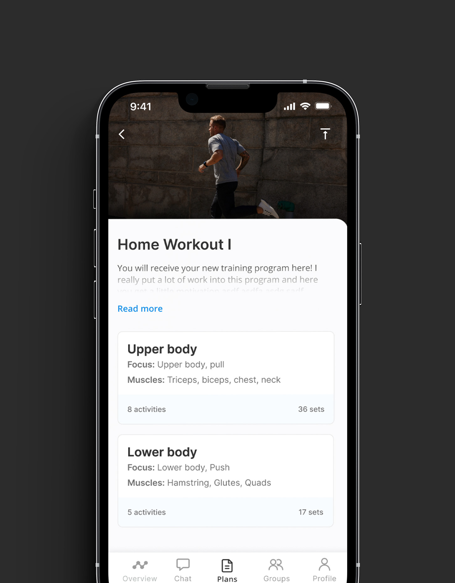 An image showcasing the workout feature in the app